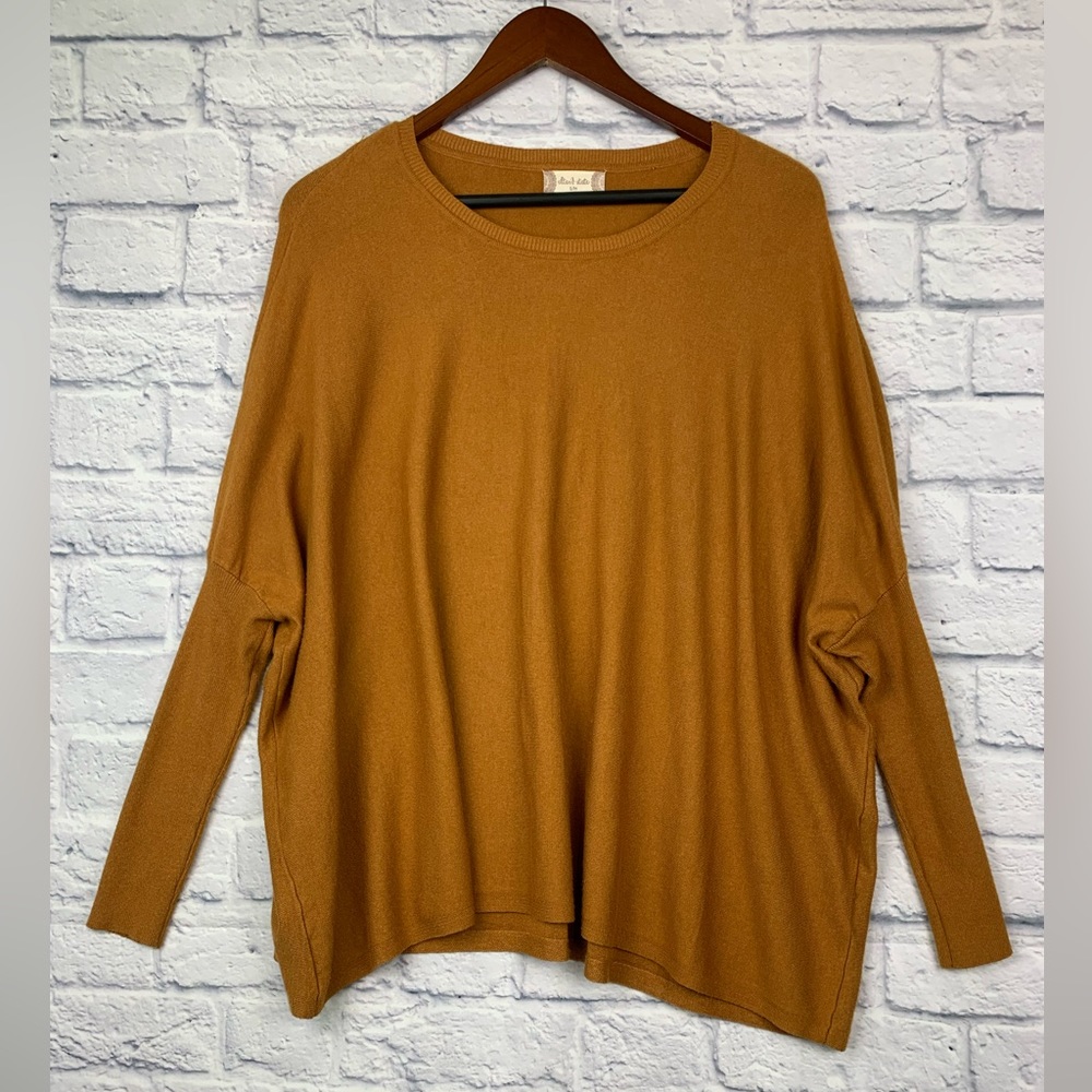 Altar’d State Oversized Tunic Poncho Knit Top Size Small Medium Mustard BOHO